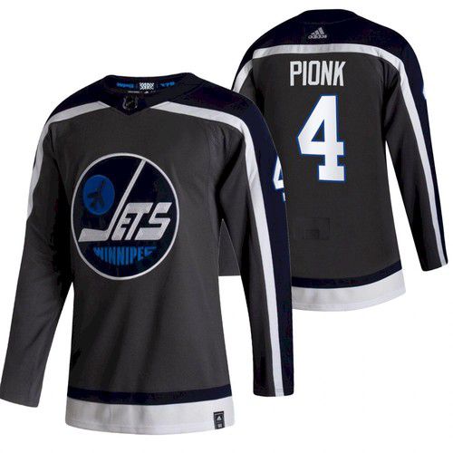 Men Winnipeg Jets 4 Pionk Black NHL 2021 Reverse Retro jersey